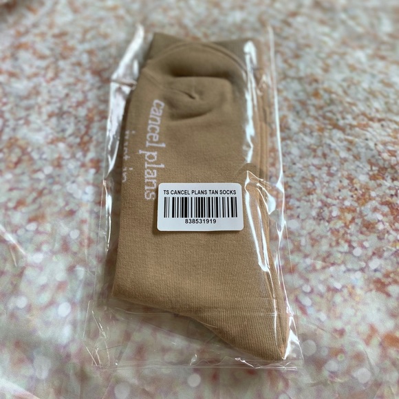 taylor swift cancel plans cancelled tan beige brown socks sock folklore august - Picture 8 of 12